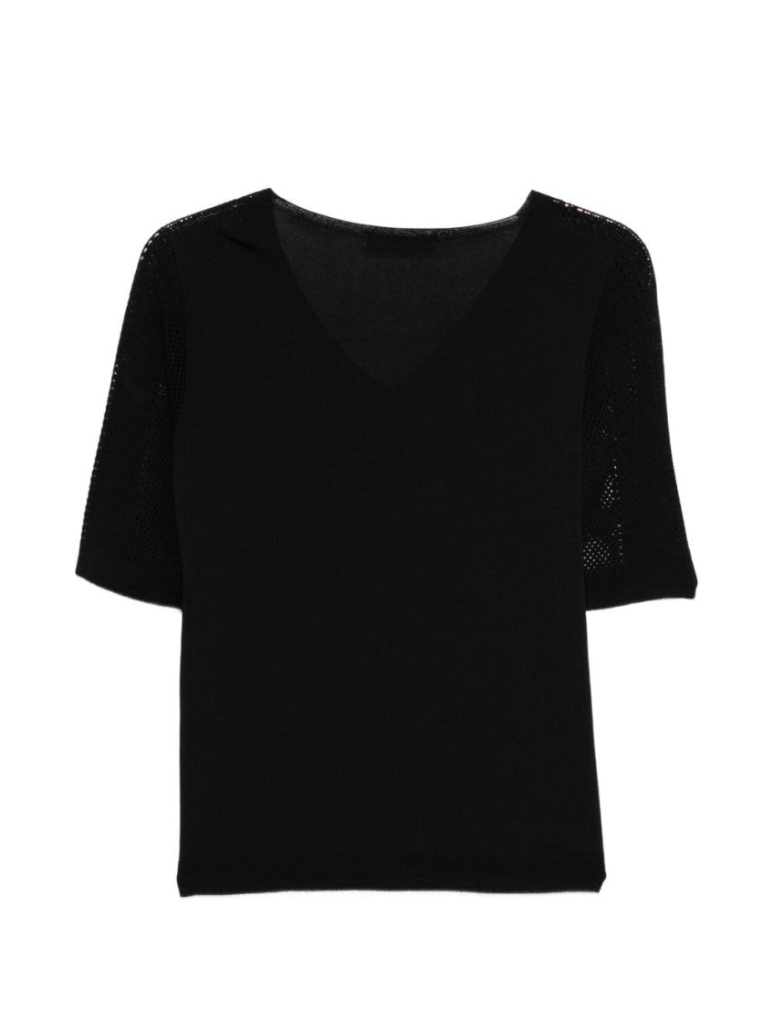Black V-Neck Knitted Sweater 2