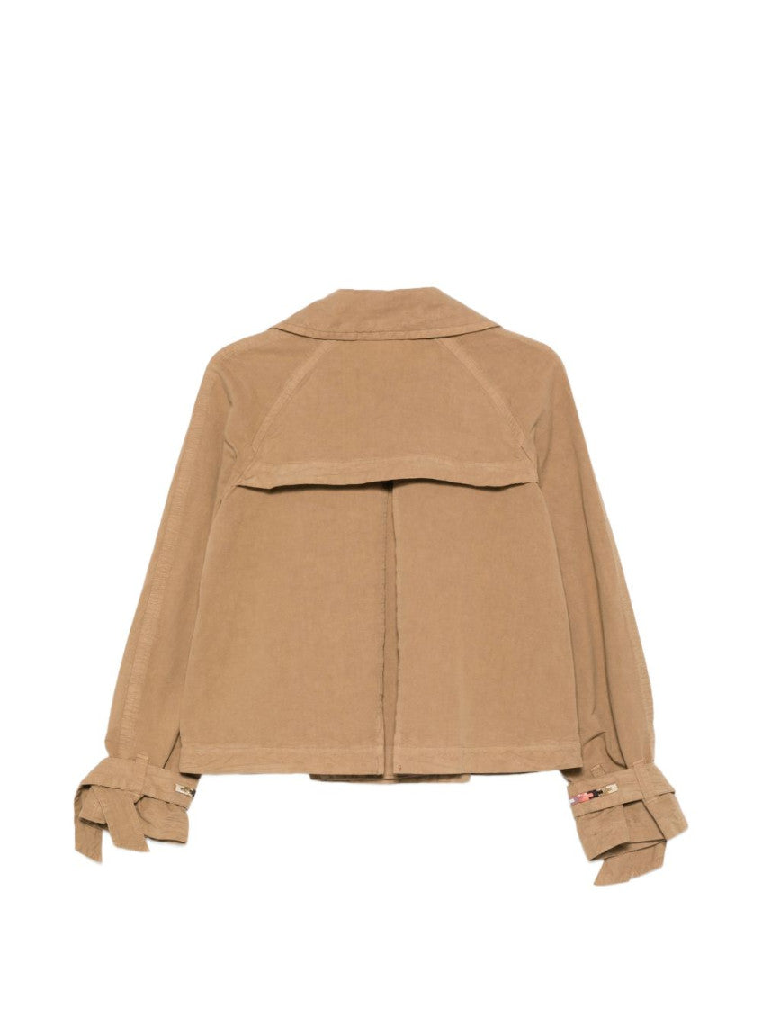 Beige Notched Lapels Double Breasted Jacket 2