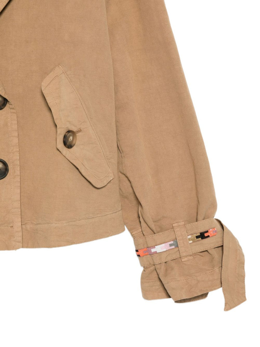 Beige Notched Lapels Double Breasted Jacket 3