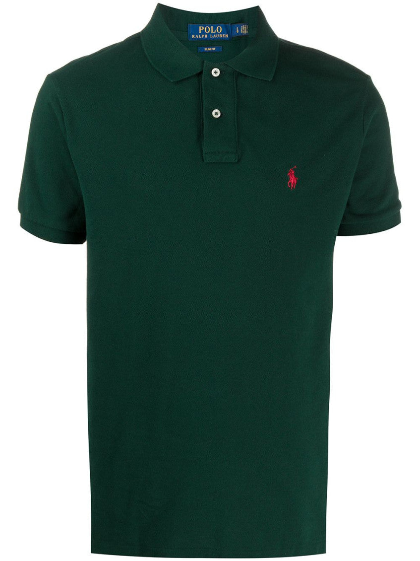 Dark Green Embroidered Logo Polo Shirt 1
