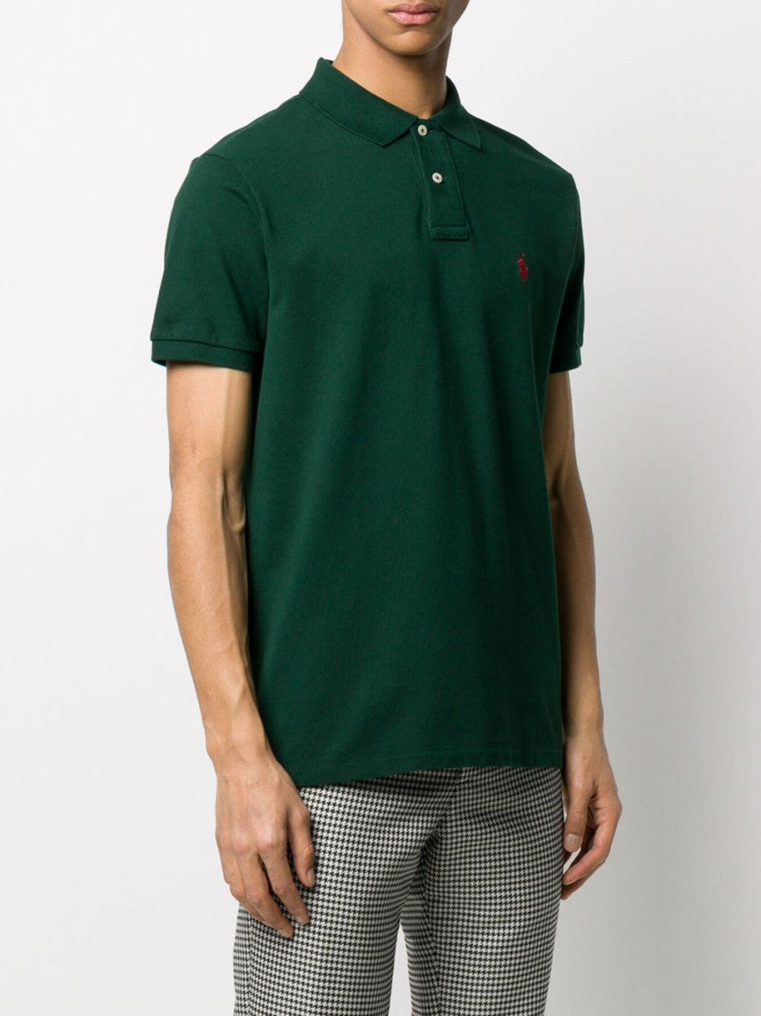 Dark Green Embroidered Logo Polo Shirt 4
