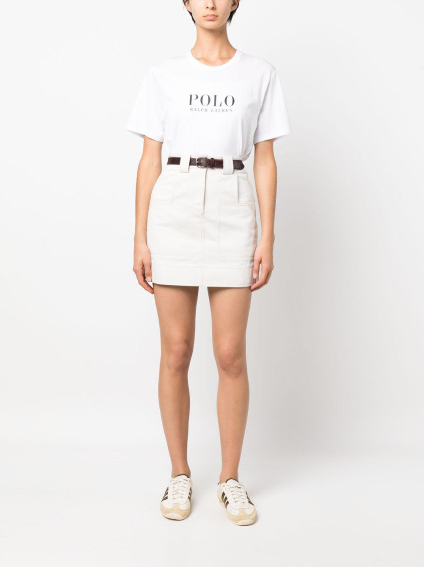 White Logo Print T-Shirt 5