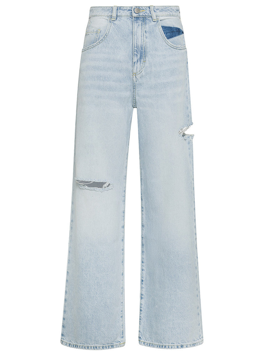 Denim Wide Leg Ripped Jeans 1