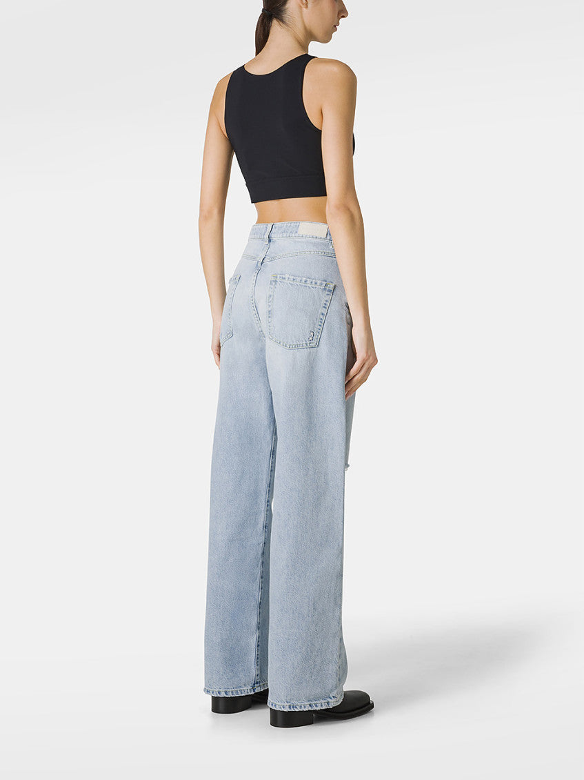 Denim Wide Leg Ripped Jeans 3
