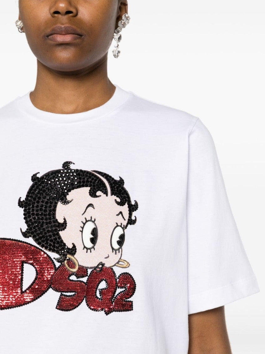 White Cartoon print t-shirt 3