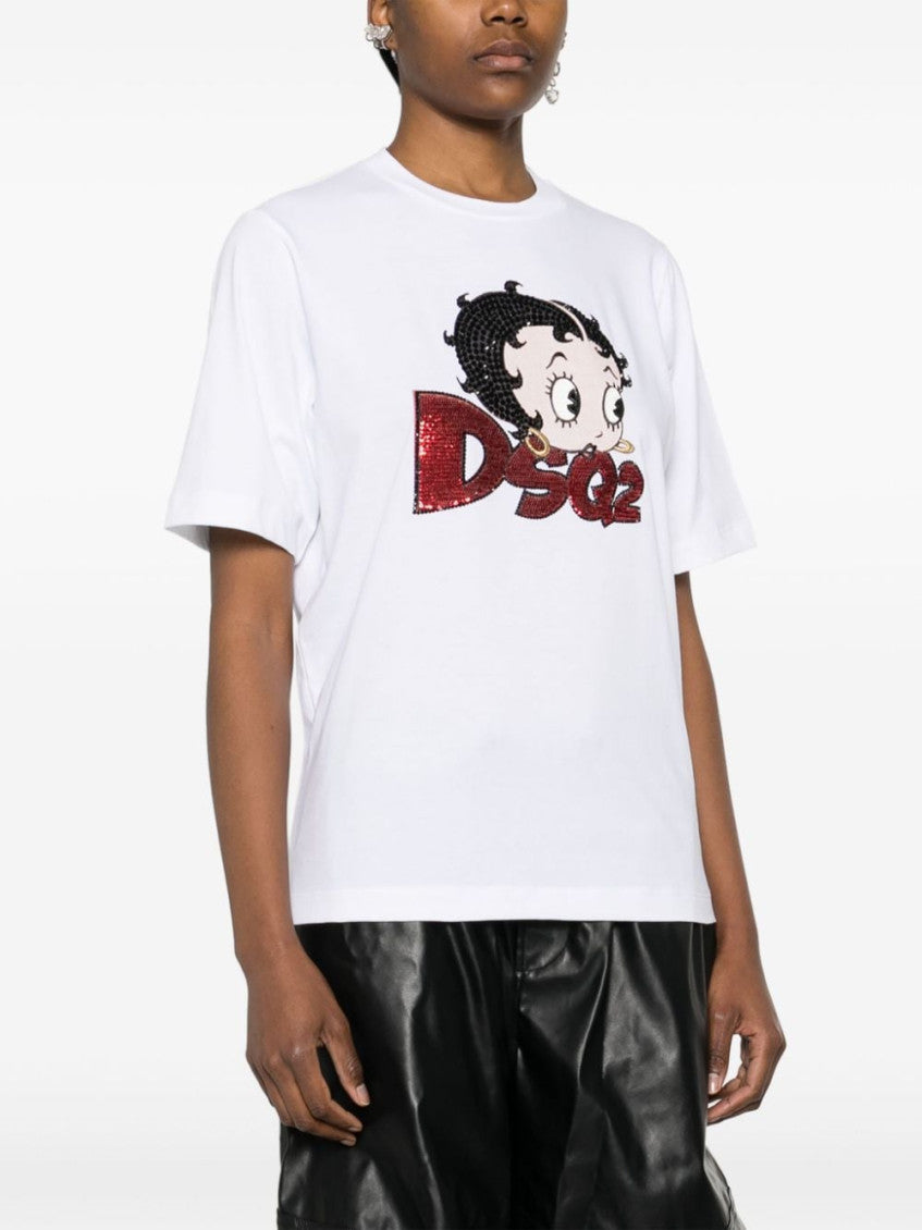 White Cartoon print t-shirt 4