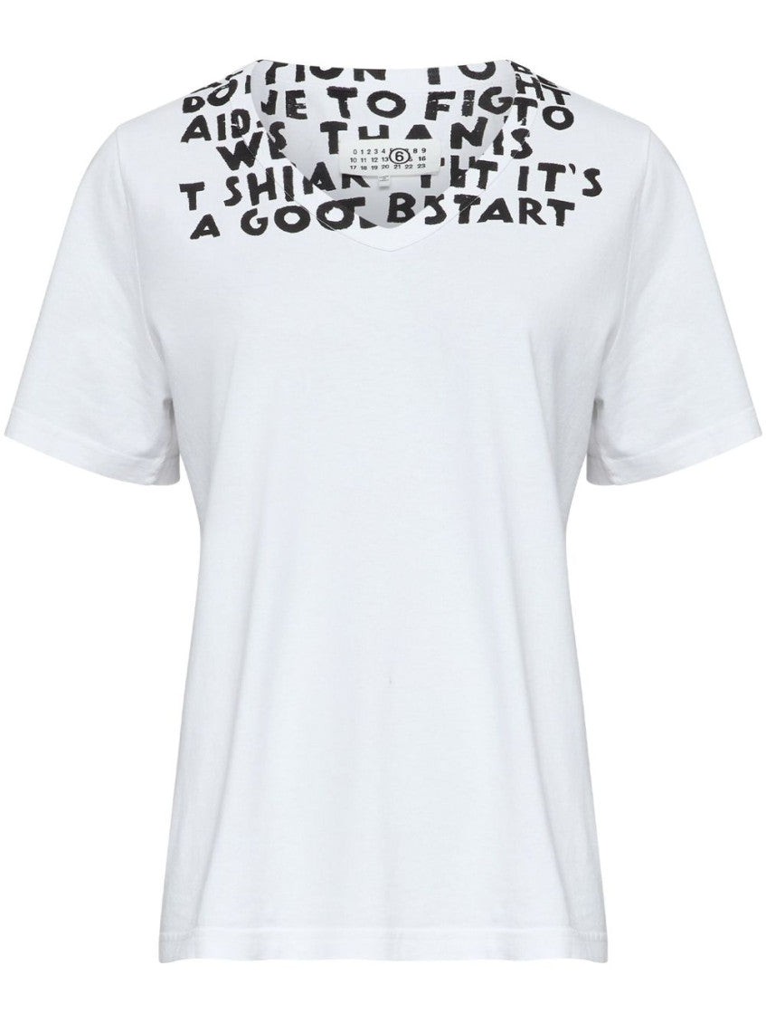 White Printed cotton t-shirt 1