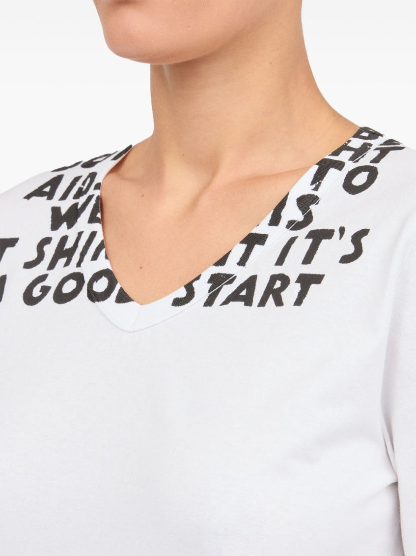 White Printed cotton t-shirt 2