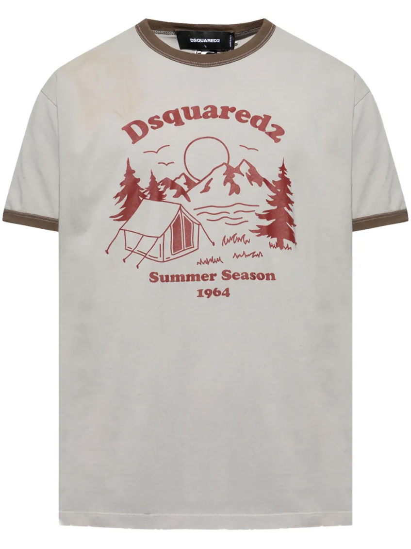 Light Grey Graphic Print T-Shirt 1