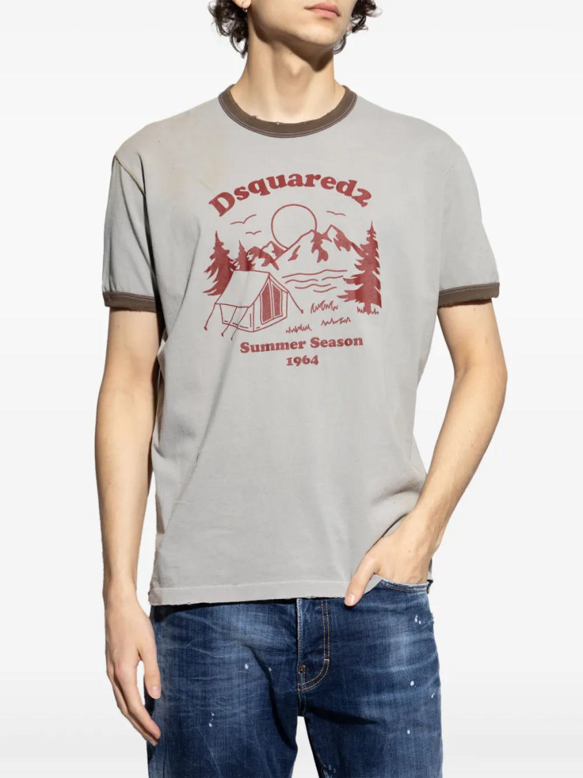 Light Grey Graphic Print T-Shirt 3