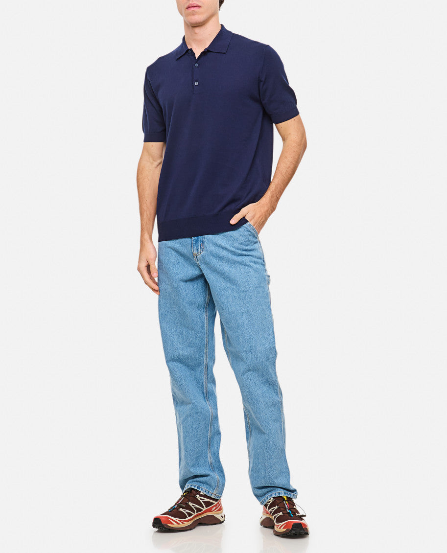 Navy Blue Button Down Polo Shirt 2