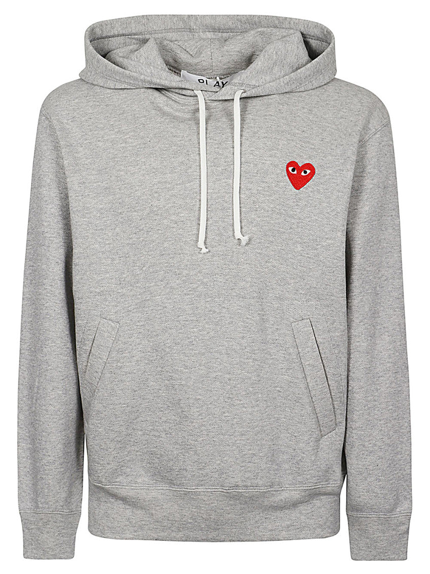Grey Logo Print Cotton Hoodie 1