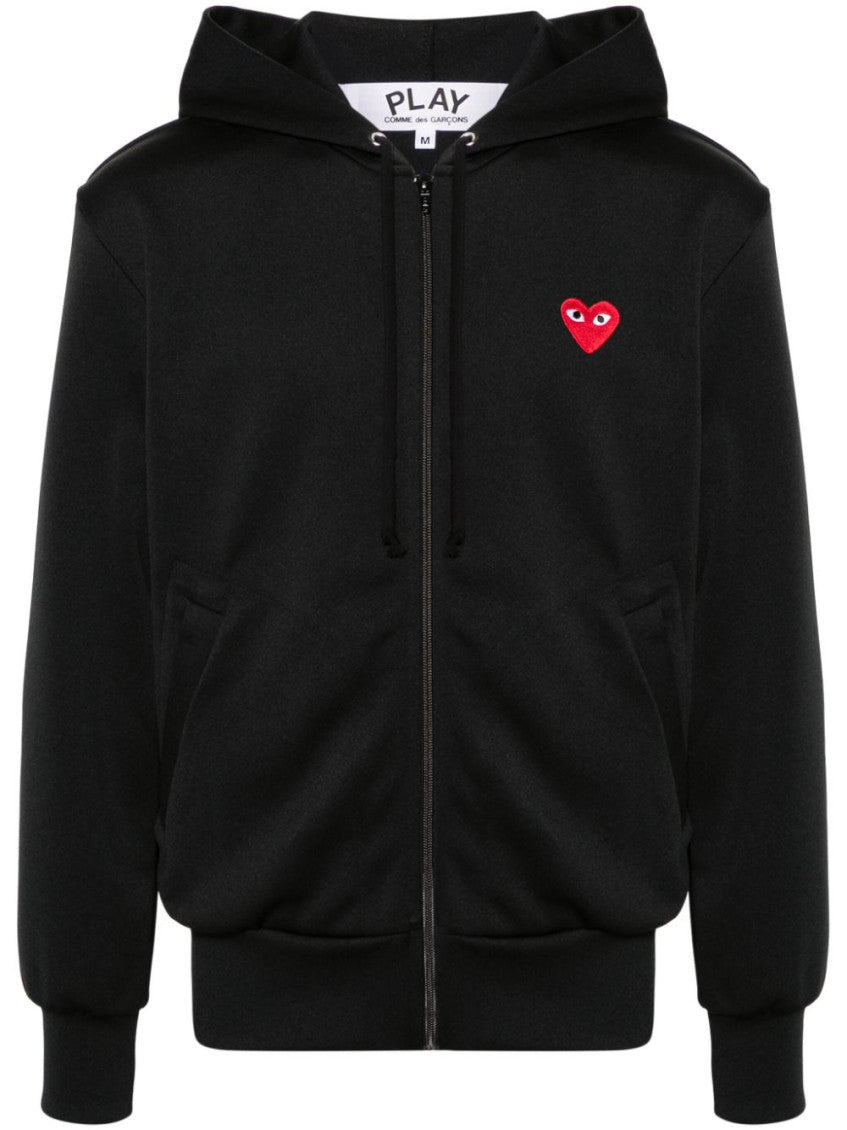 Black Logo zipped cotton hoodie 1