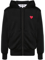 Black Logo zipped cotton hoodie 1