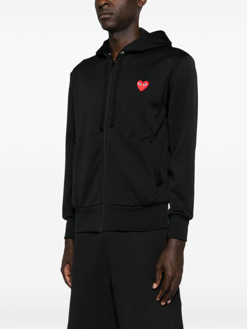 Black Logo zipped cotton hoodie 3