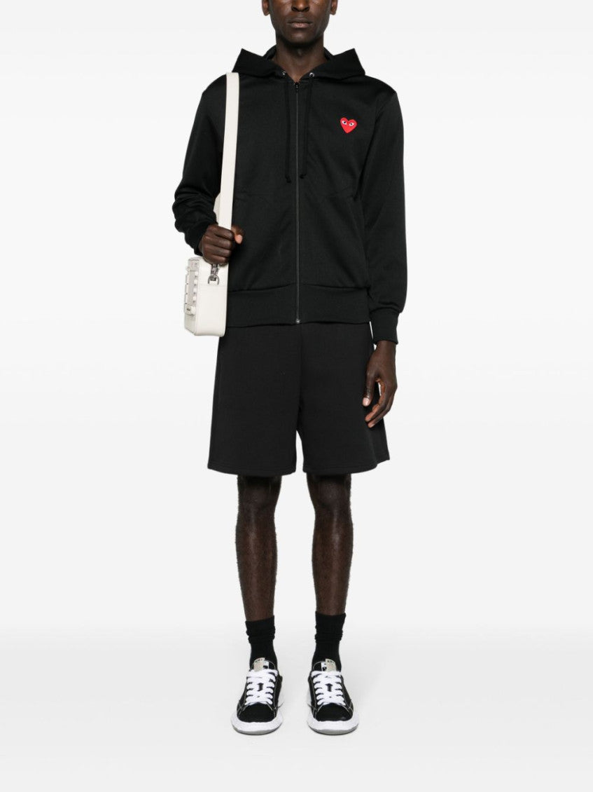 Black Logo zipped cotton hoodie 4