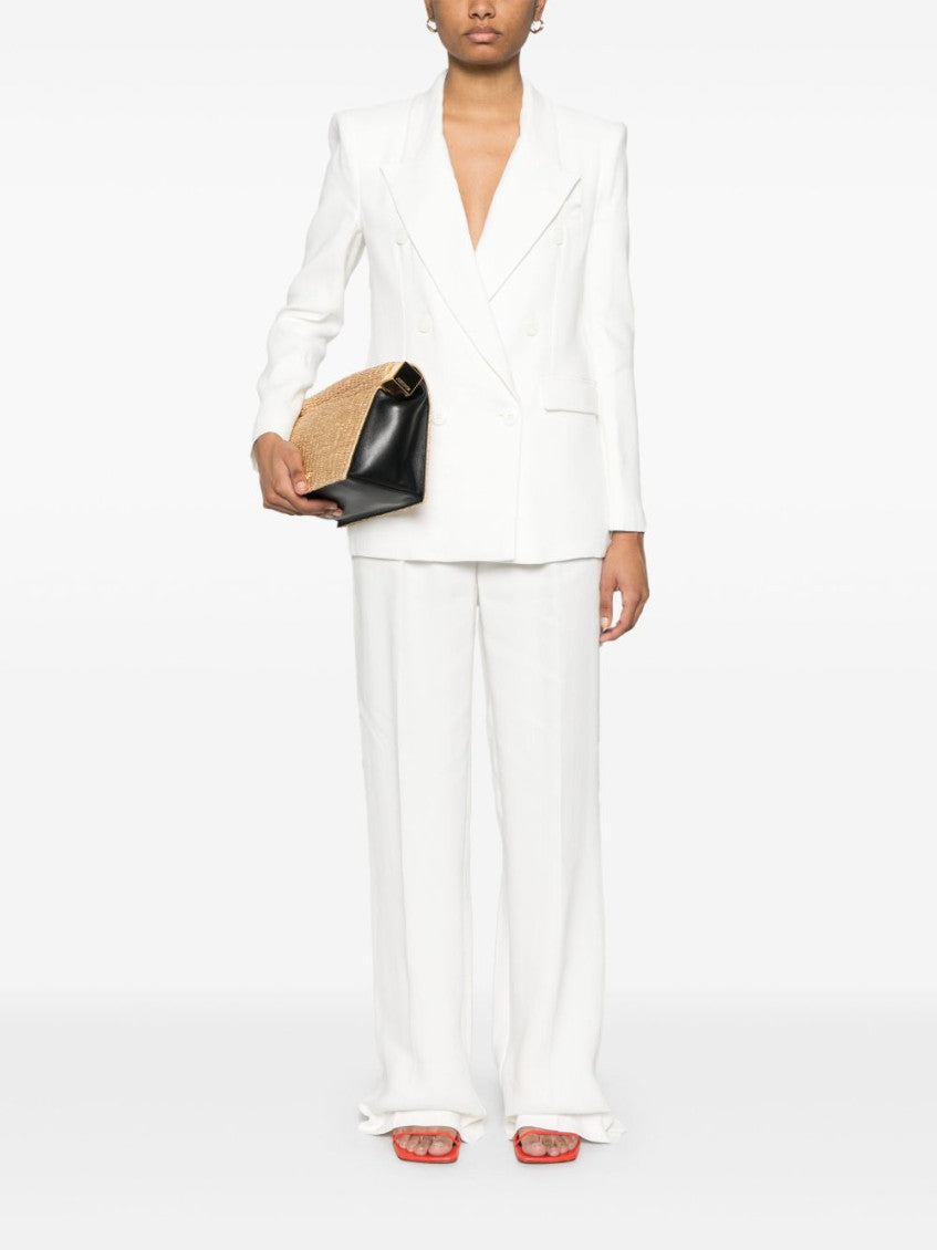 White Linen Blend Double-breasted blazer 5