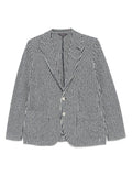 Dark Blue Striped Cotton Blazer 1