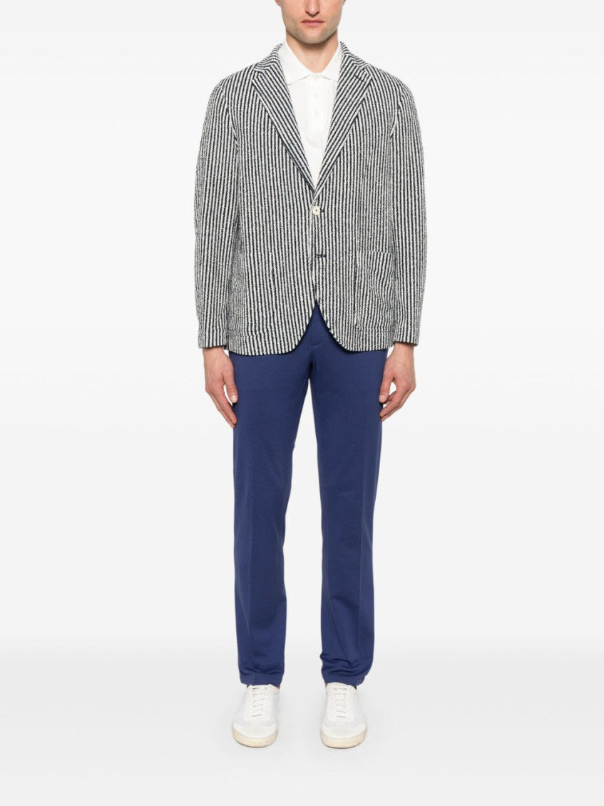Dark Blue Striped Cotton Blazer 2