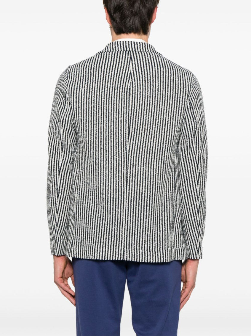 Dark Blue Striped Cotton Blazer 3
