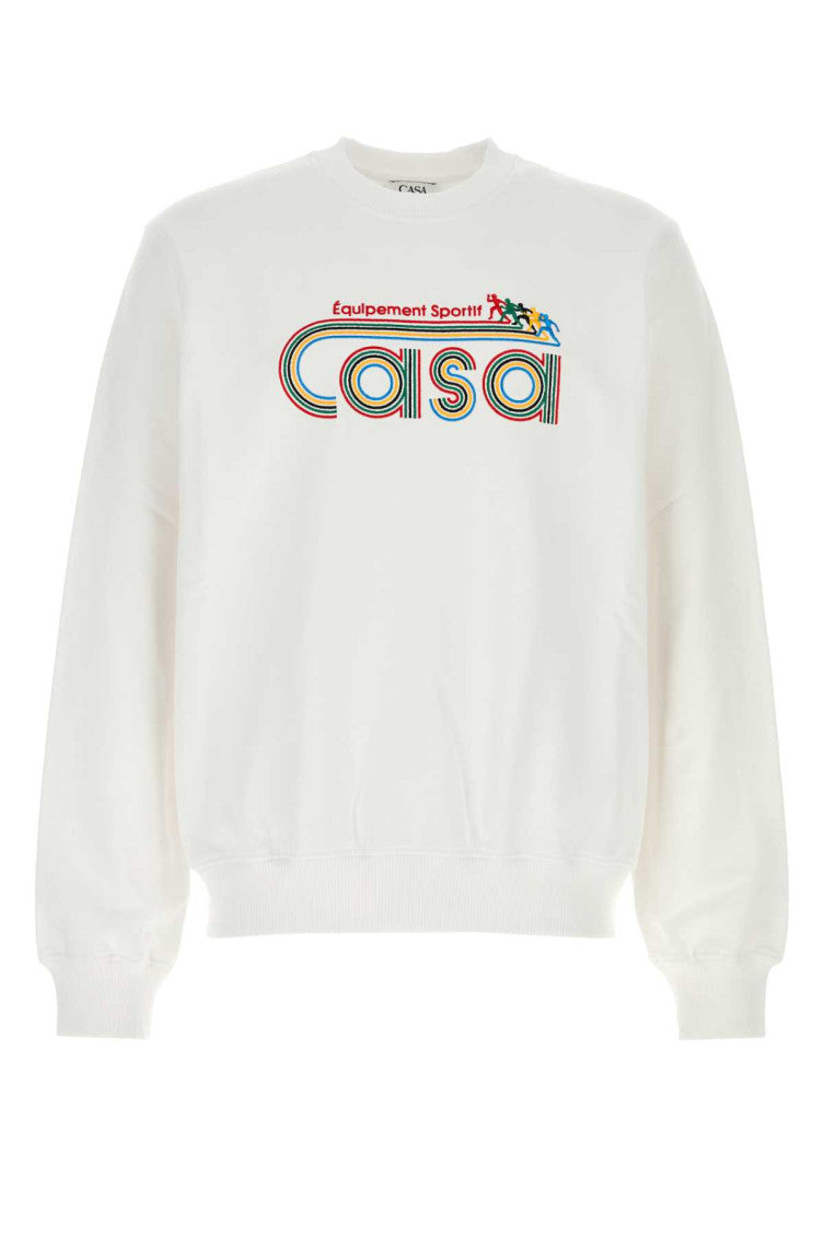White Crewneck Printed Logo Sweatshirt 1