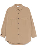Beige logo-embroidered shirt 1