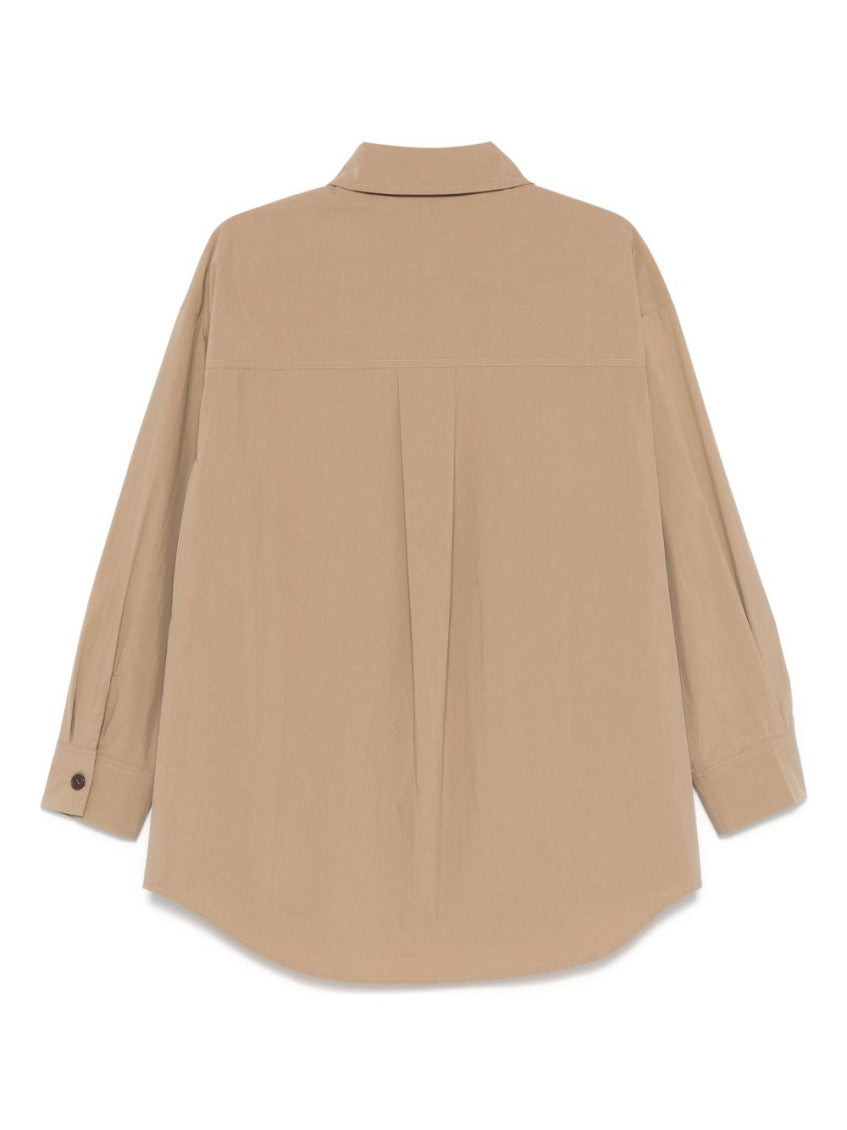 Beige logo-embroidered shirt 2