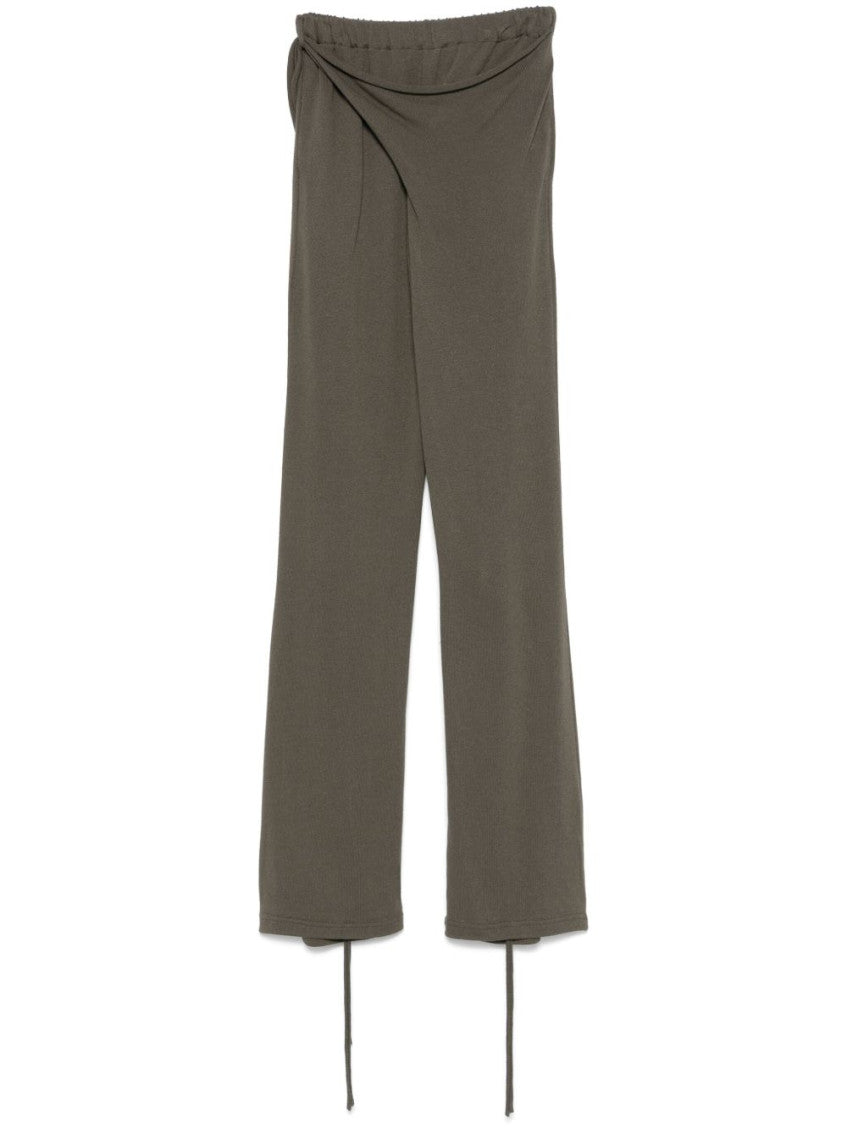 Green deconstructed-design trousers 1