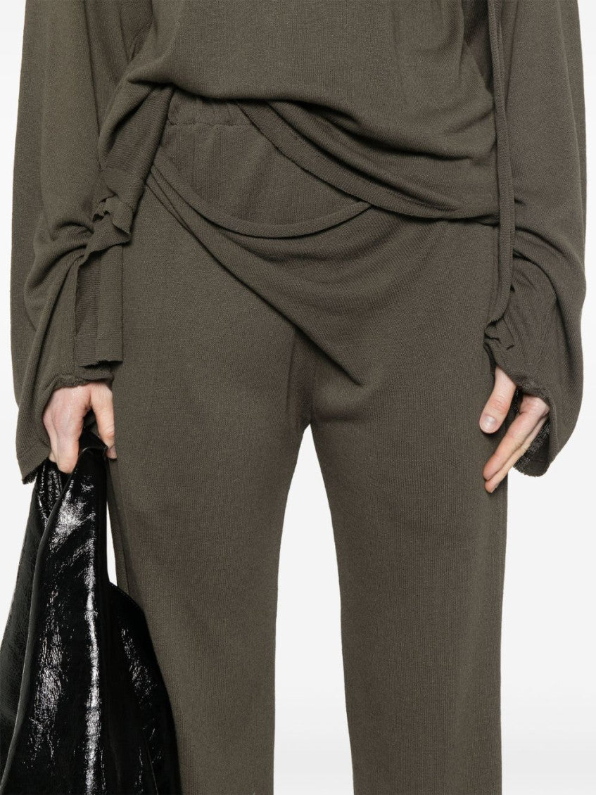 Green deconstructed-design trousers 4