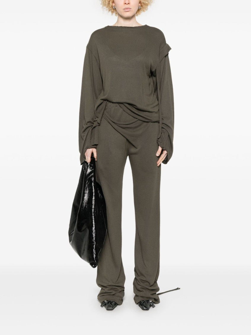 Green deconstructed-design trousers 5