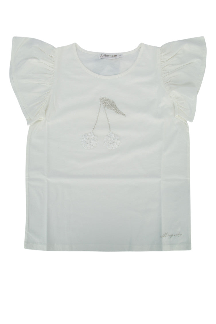 Kids White Embroidered T-shirt 1