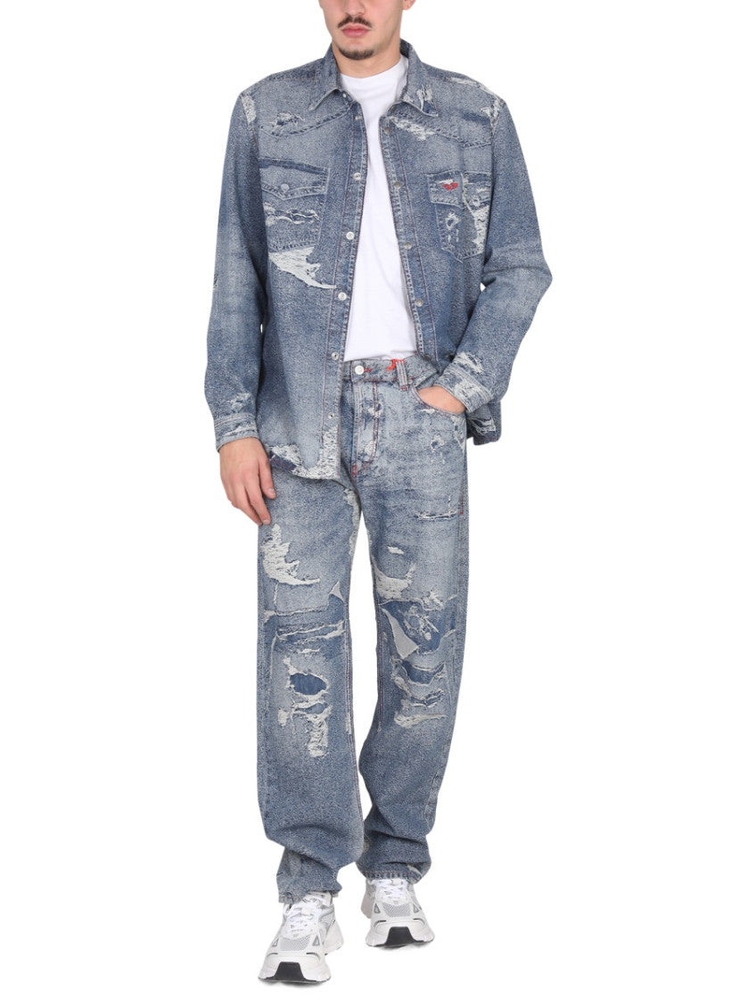Blue Regular Distressed Shirt 2