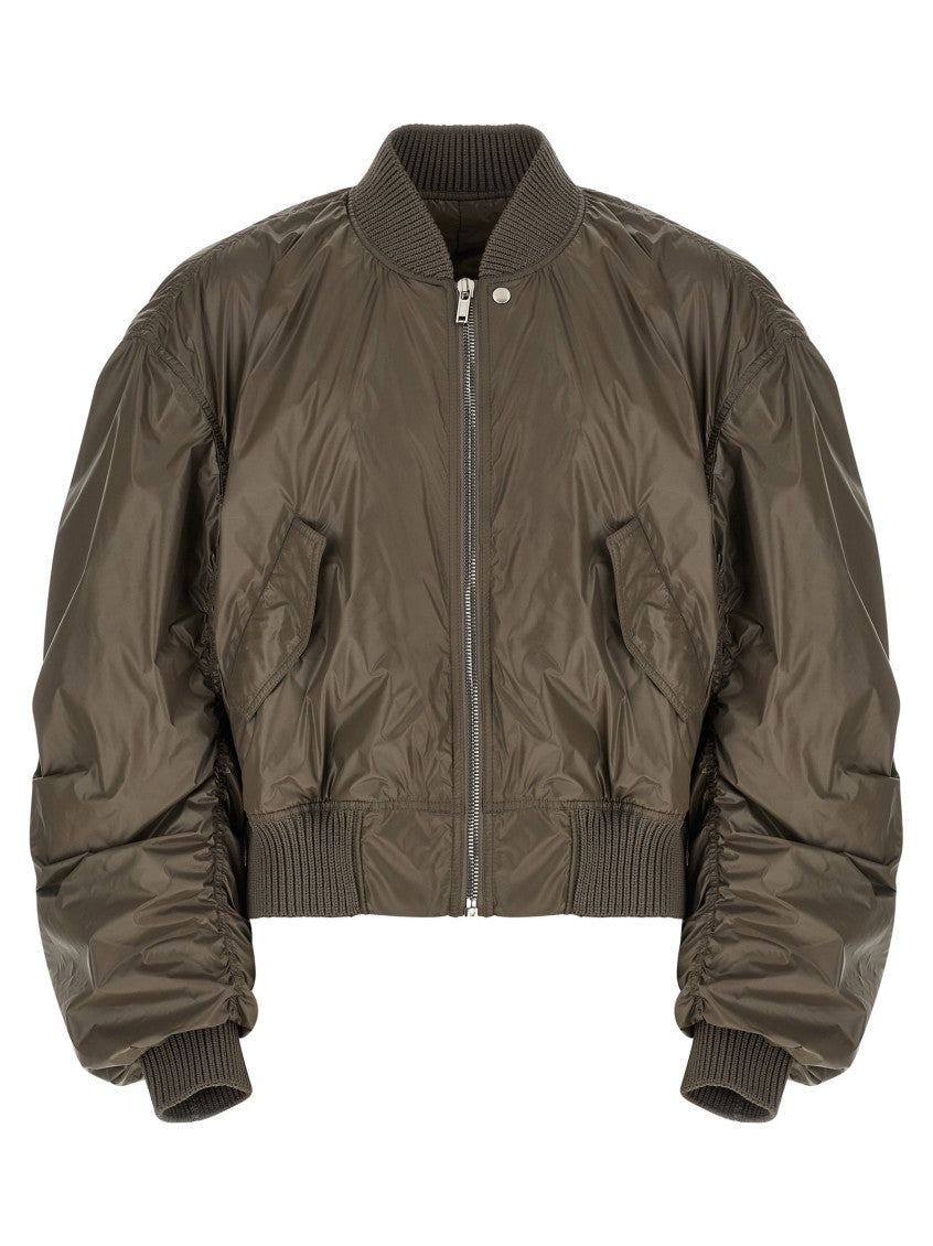 Grey Solid Bomber Jacket 1