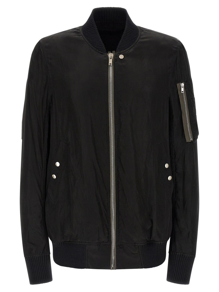 Black Solid Bomber Jacket 1