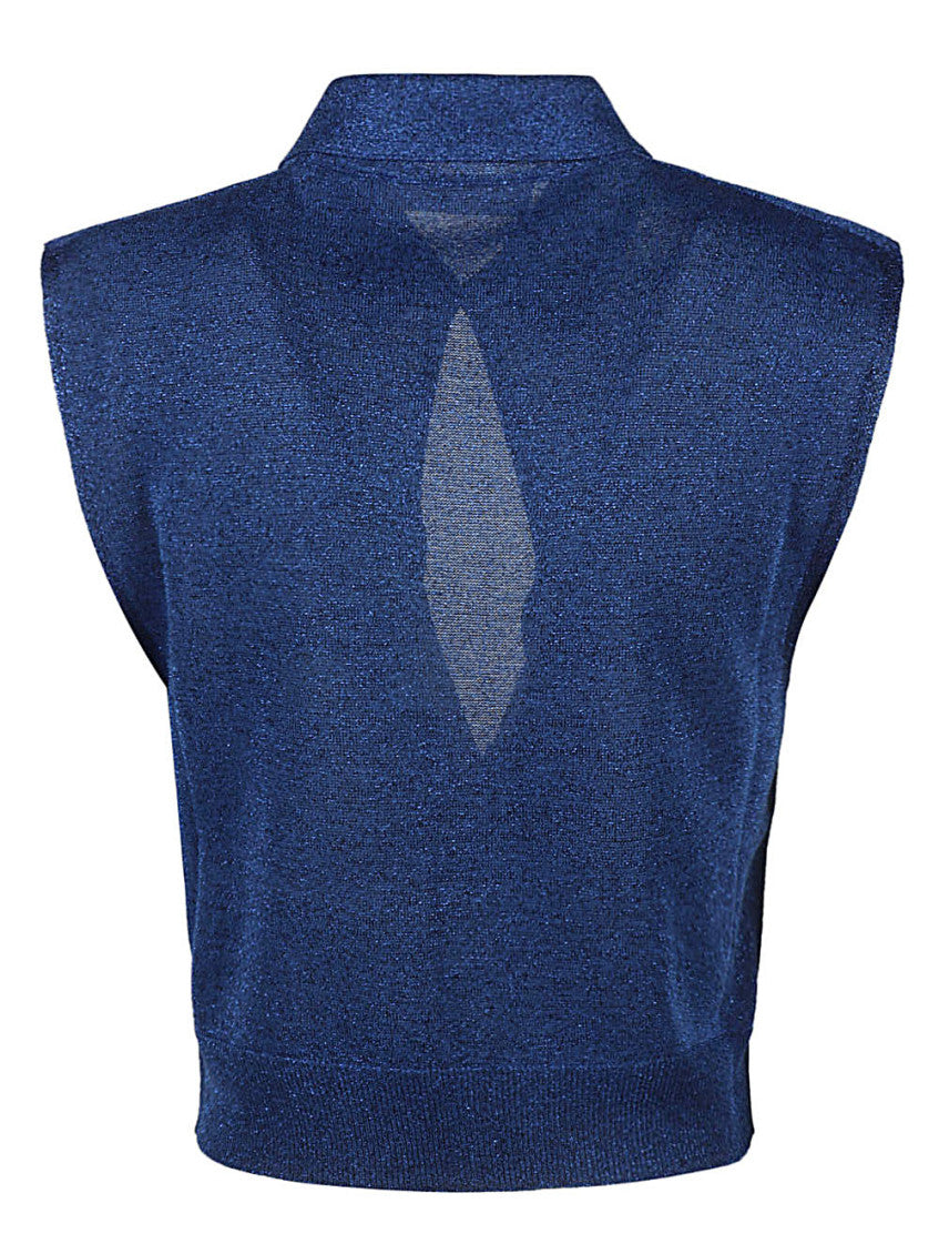 Blue Solid Shirt Collar Top 2