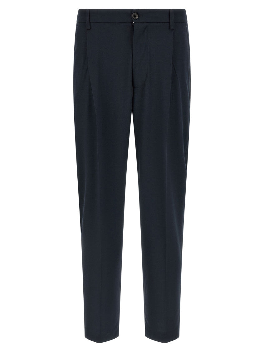 Blue Regular Flat Front Pants 1