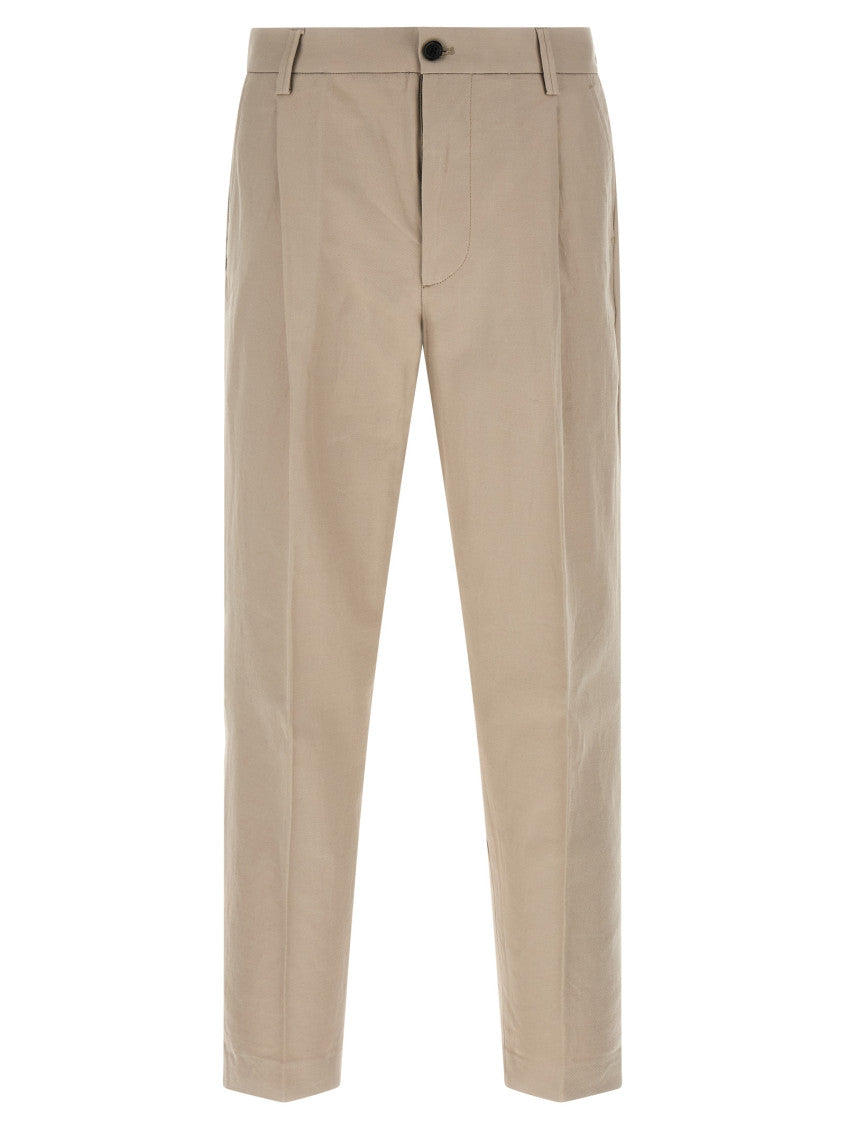 Beige Loose Pleated Pants 1