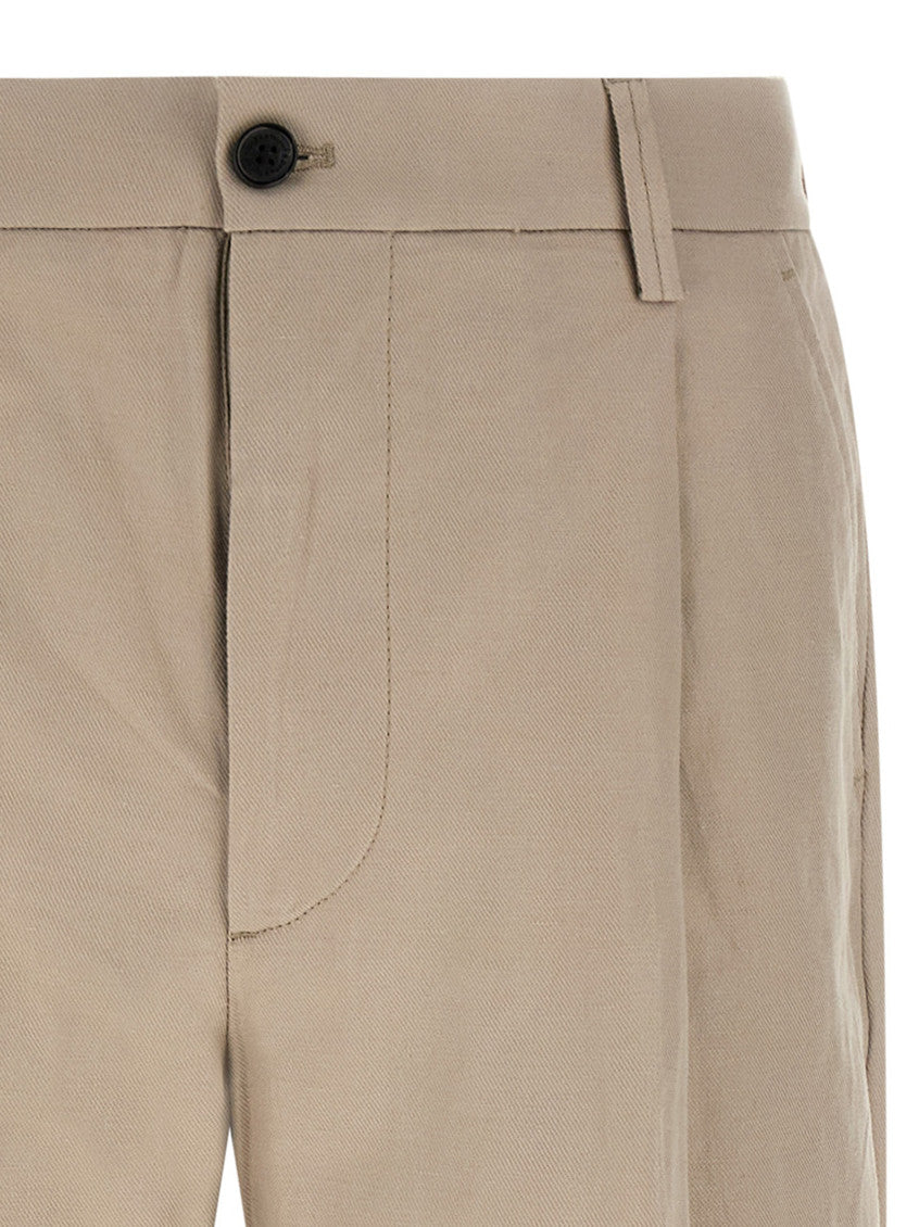 Beige Loose Pleated Pants 3