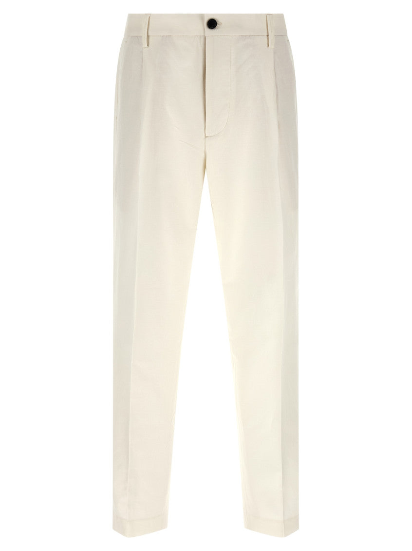White Loose Pleated Pants 1