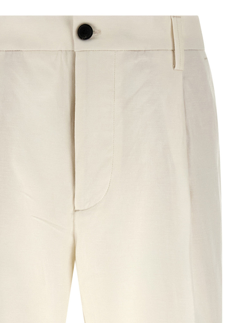 White Loose Pleated Pants 3