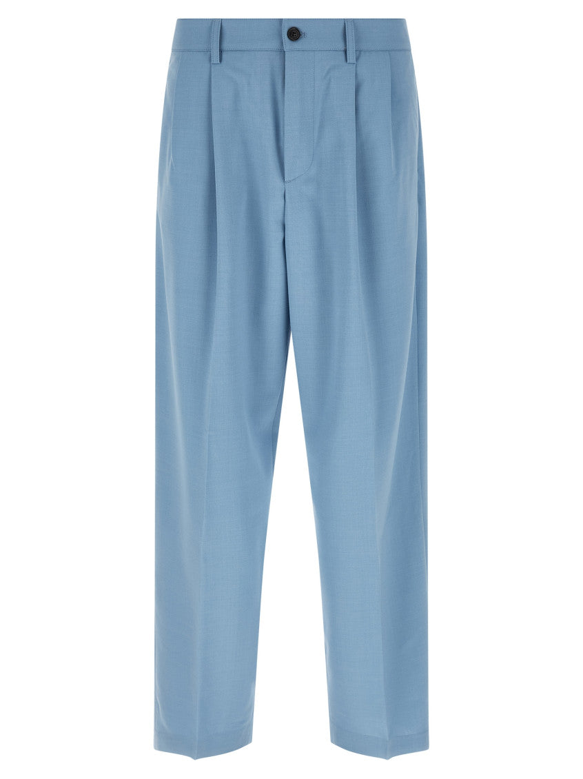 Light Blue Loose Pleated Pants 1