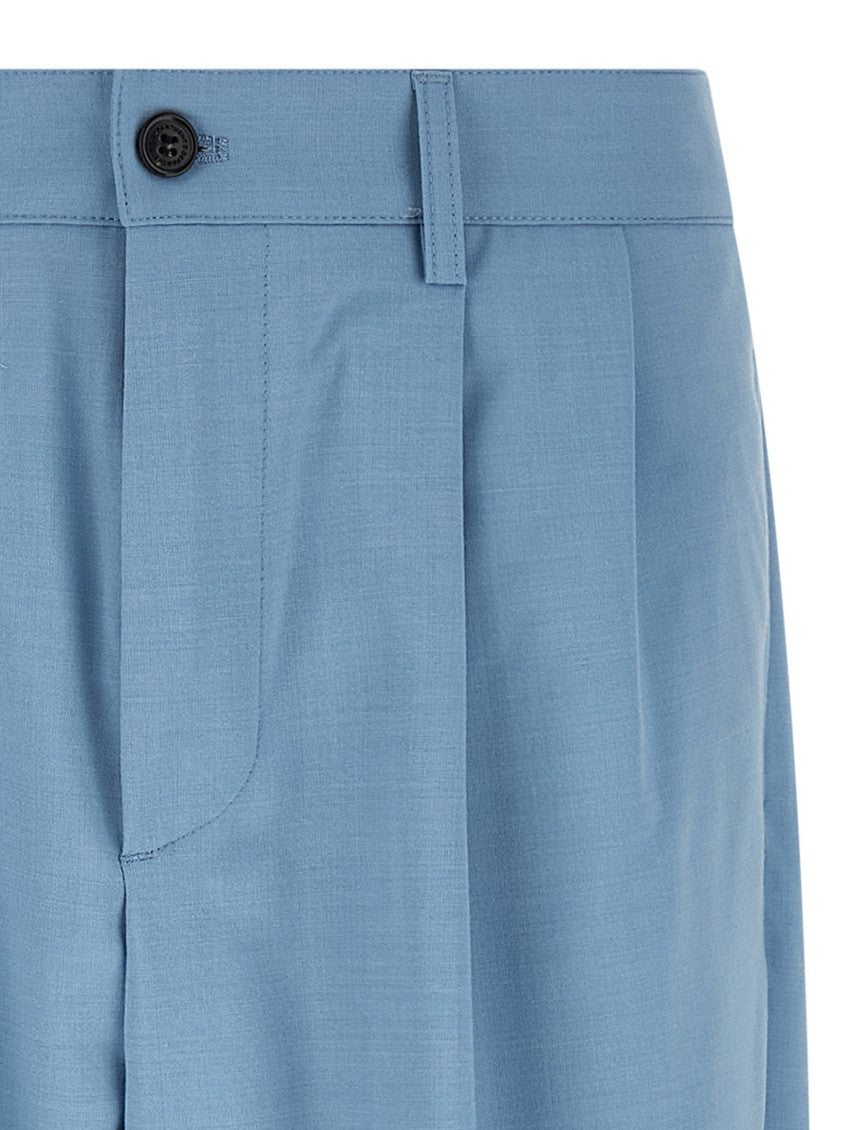 Light Blue Loose Pleated Pants 3