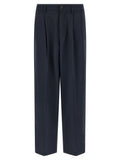 Dark Blue Loose Pleated Pants 1