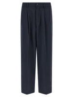 Dark Blue Loose Pleated Pants 1