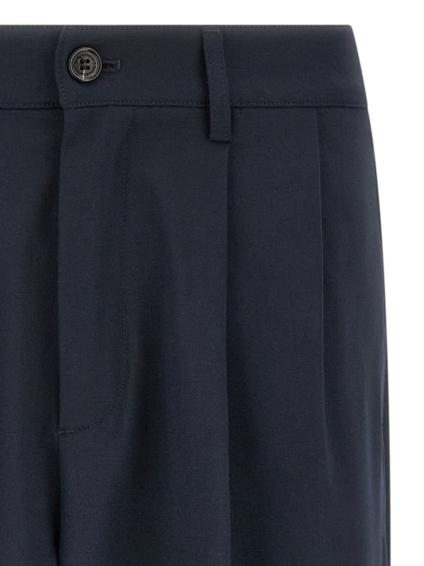 Dark Blue Loose Pleated Pants 3