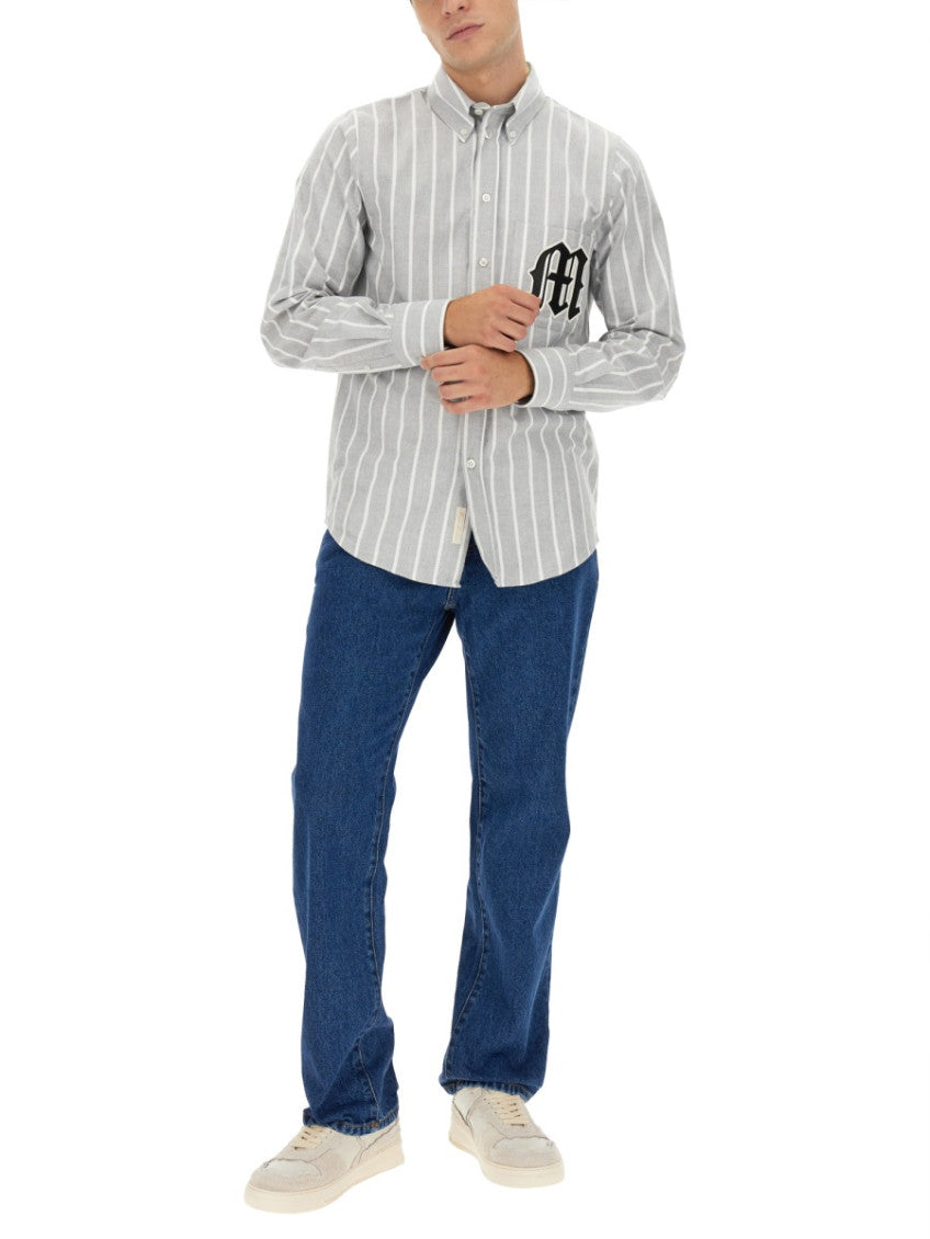 Grey Regular Stripes Shirt 2