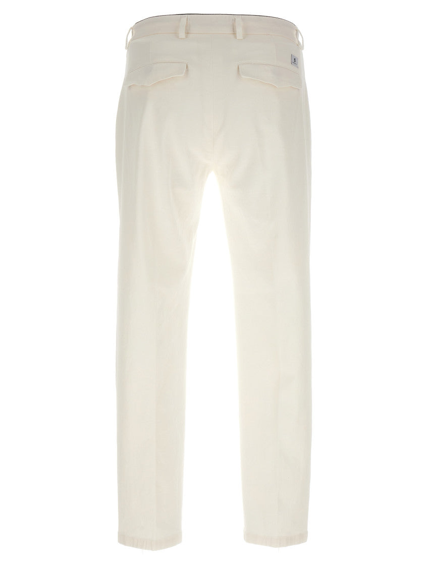 White Regular Flat Front Pants 2