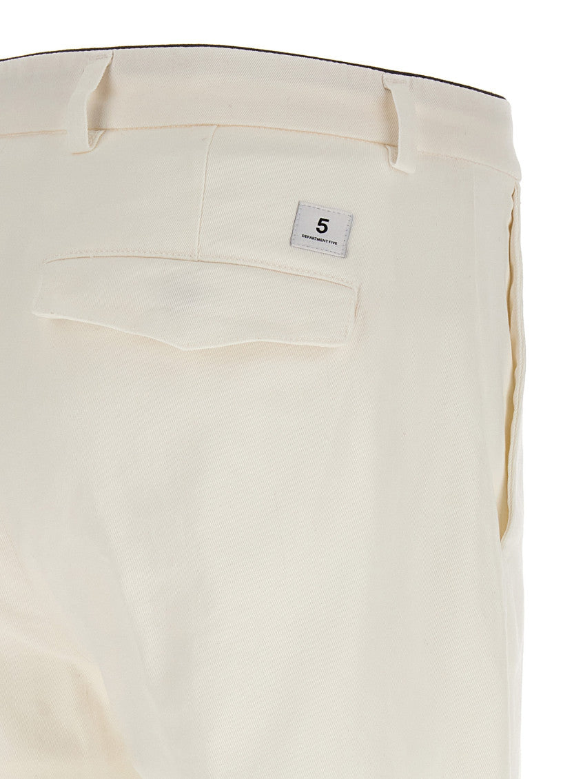 White Regular Flat Front Pants 4