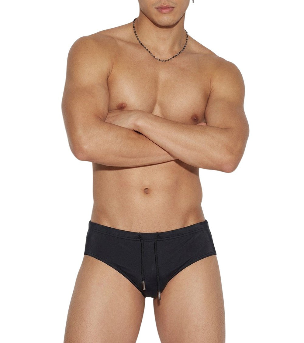 Black Solid Swim Brief 2