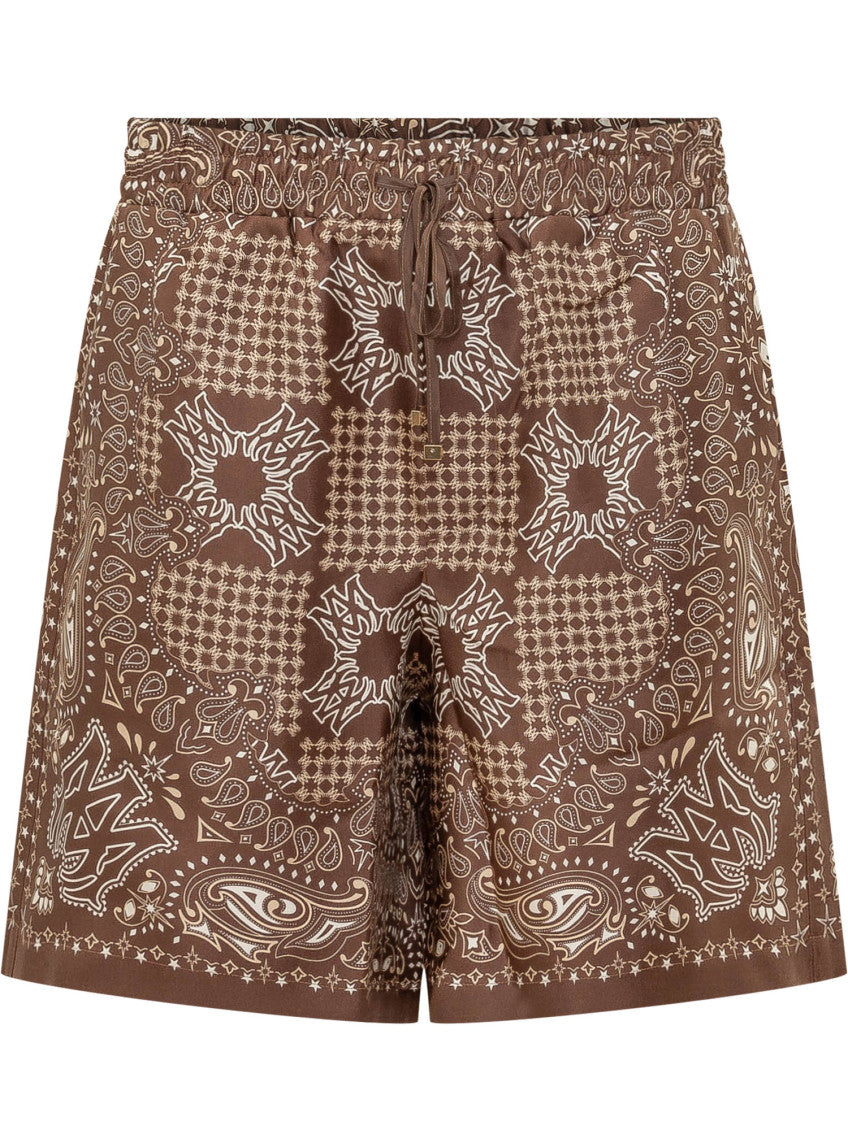 Brown Paisley Print Shorts 1